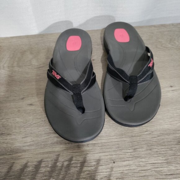 TEVA REFLIP STRAPPY GRADIATE AURA BLACK FLIP FLOPS SANDALS Size 7‎ - Picture 1 of 8